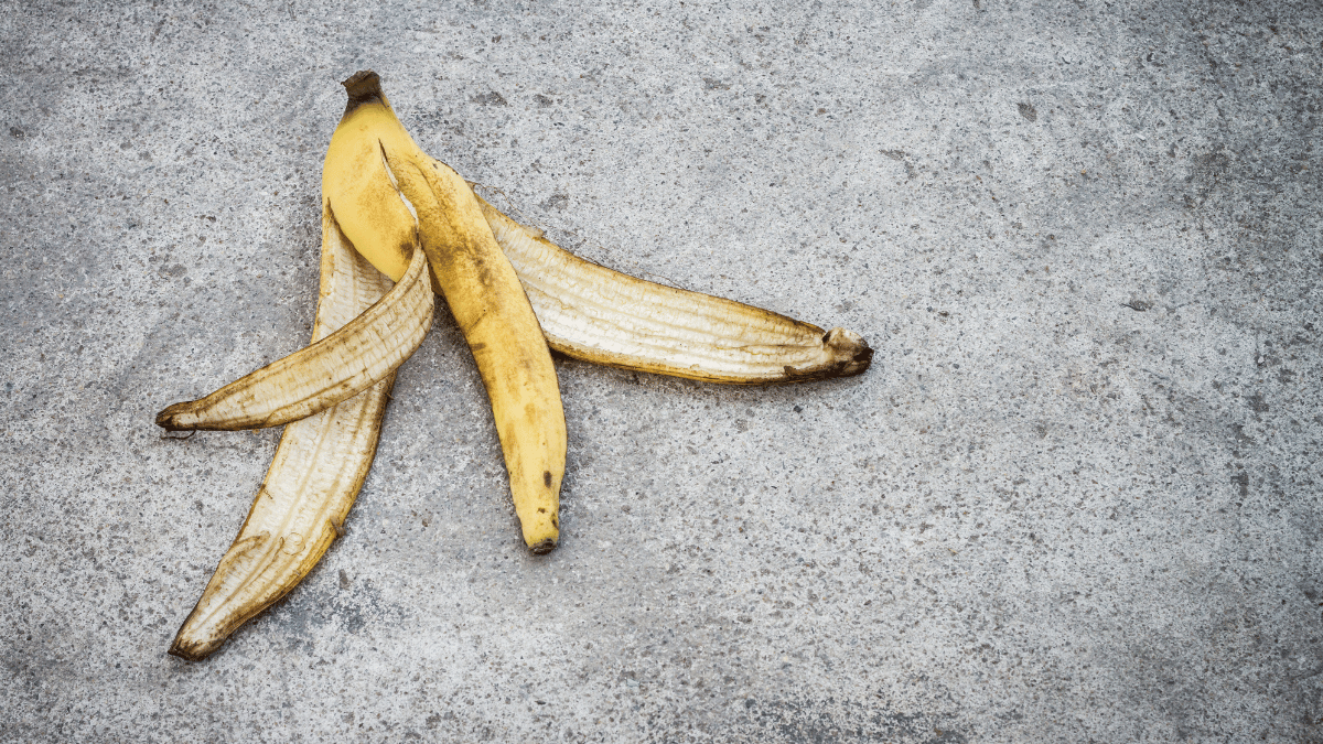 Banana peel that has been left on the floor